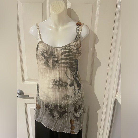 NWOT one shoulder sheer tunic African animal themed print - Picture 5 of 5